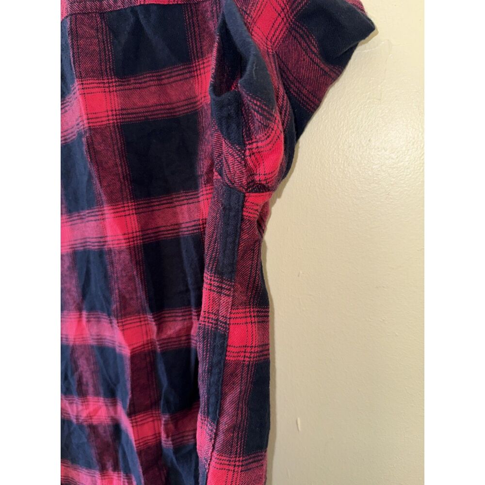 Hollister Men’s Plaid Flannel Shirt Small Red Black Short Sleeve Cotton - Picture 4 of 10